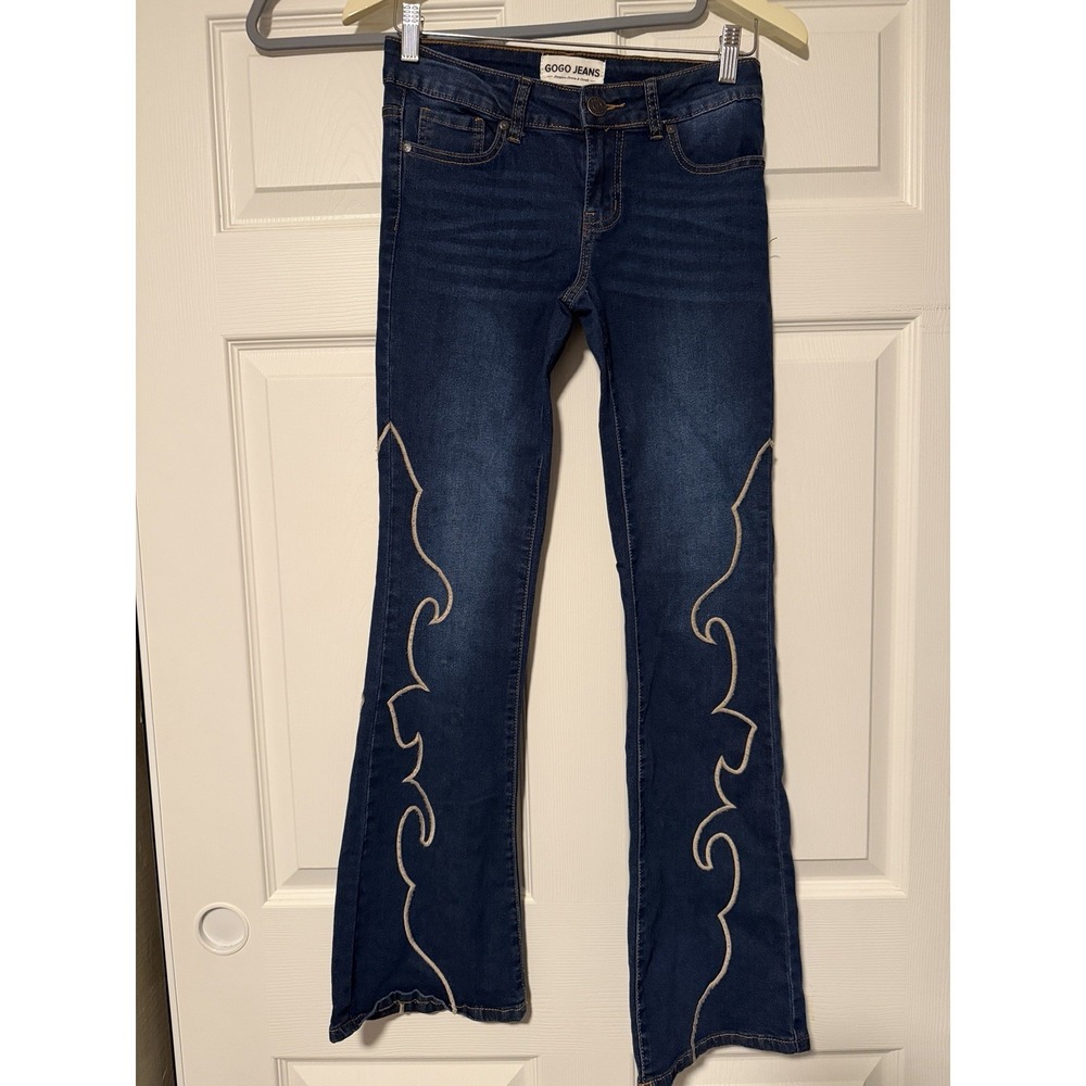 Western Embroidered Bootcut Denim Jeans 90s Y2K‎ Festival